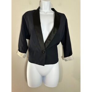 BCBGMAXAZRIA Women's Black Tuxedo Blazer‎ Jacket 3/4 Sleeve Size S
